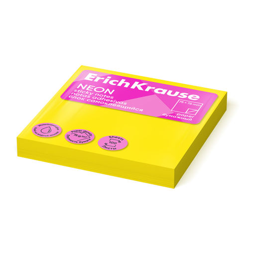 Picture of EK STICKY NOTES NEON 75X75MM YELLOW